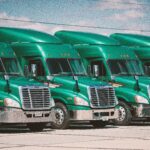 green and white vintage truck