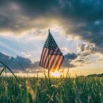 American flag in the grass