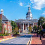 Maryland State house with city in Annapolis