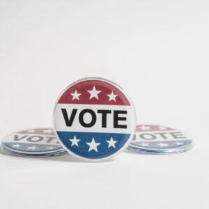 Vote pin back buttons