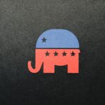Symbol of Republican party cut out of paper
