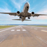 Airplane take off from the airport - Travel by air transport