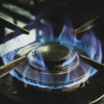 The old gas stove on fire