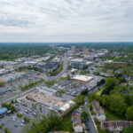 Aerial view of downtown Rockville, Montgomery County, Maryland. Taken from the edge of the FAA-imposed flight restricted zone (FRZ) that surrounds Washington, DC.