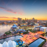 Baltimore, Maryland, USA skyline of the Inner Harbor