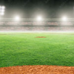 Baseball Field in Outdoor Stadium With Copy Space