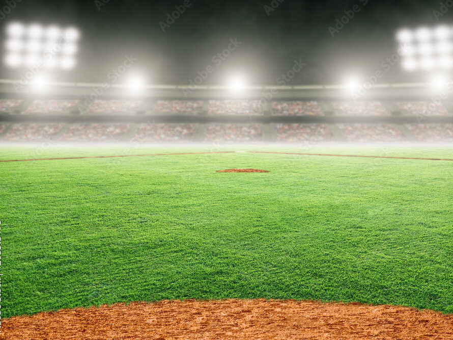 Baseball Field in Outdoor Stadium With Copy Space