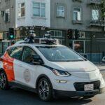 Self driving car (with driver) by Cruise on streets of San Francisco