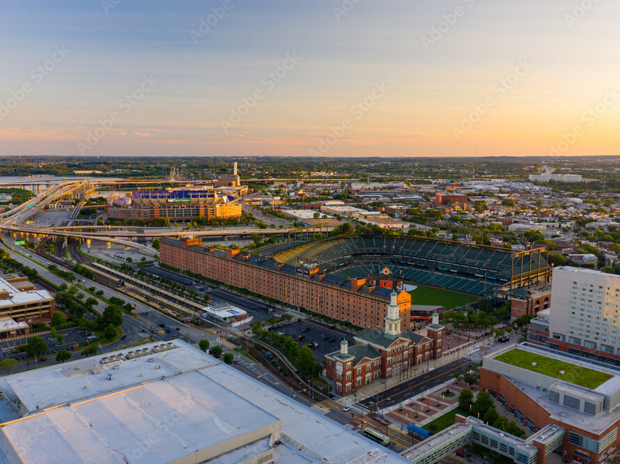 Aerial photo Oriole Park and MT Bank Stadium