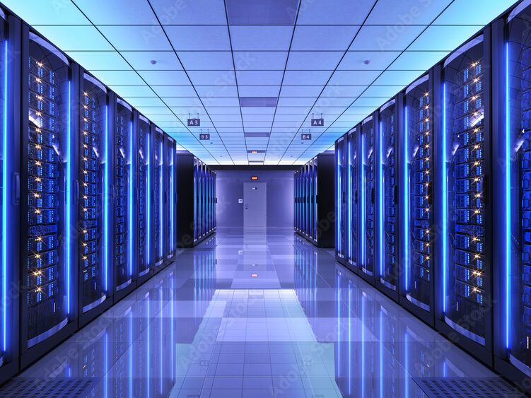 Server racks in server room data center