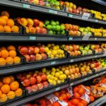 Fruit display in supermarket grocery store