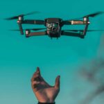 tilt shift lens photo of mini drone