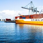 Containers on a cargo ship