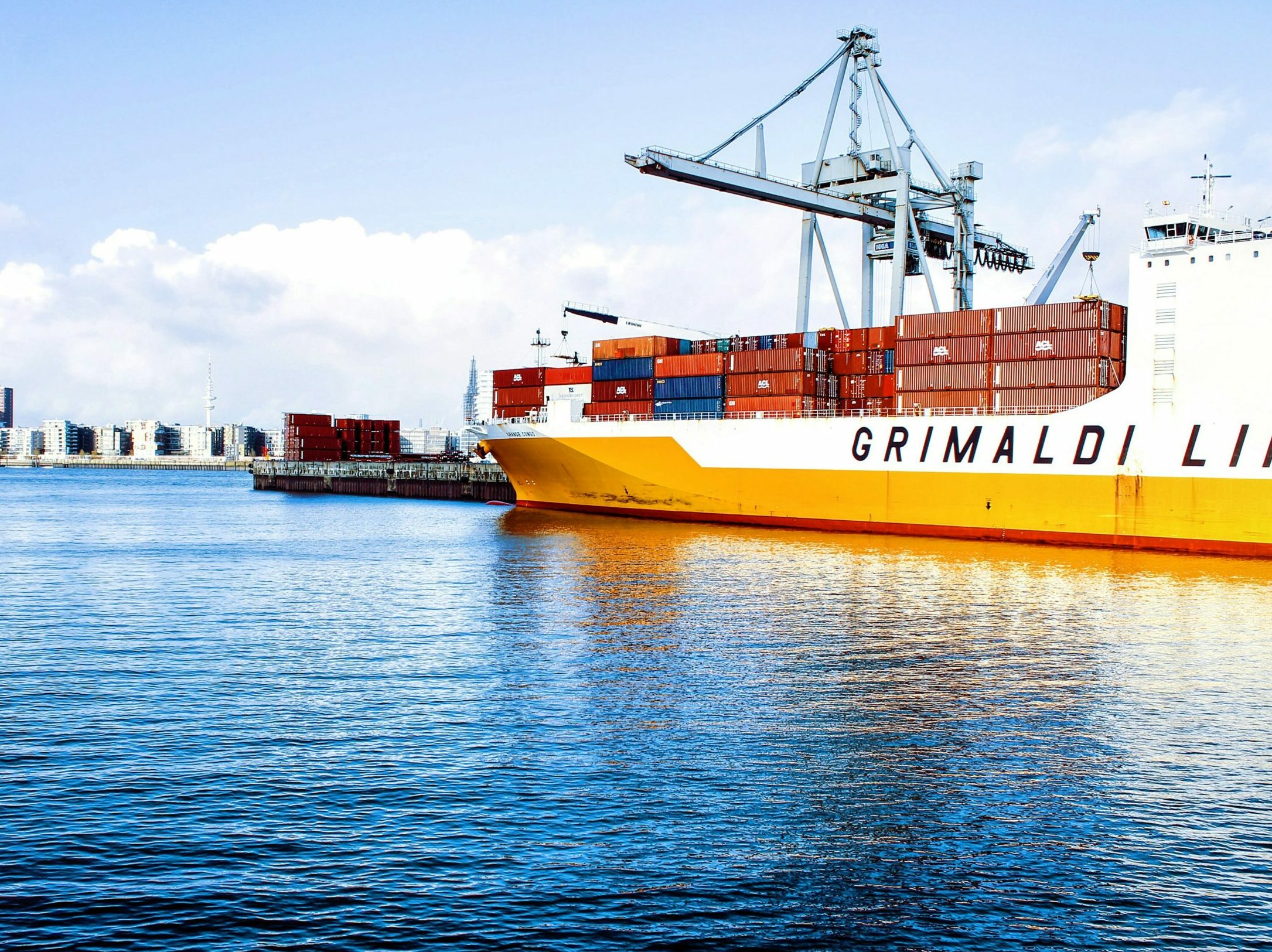 Containers on a cargo ship