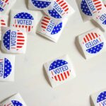 Stickers with i voted inscription and flag of usa