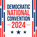 Democratic National Convention 2024 Background Design with stars, shapes and Typography. USA political convetion backdrop