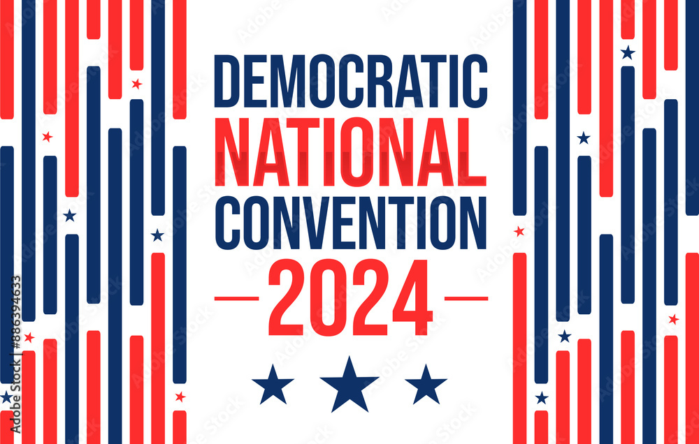 Democratic National Convention 2024 Background Design with stars, shapes and Typography. USA political convetion backdrop