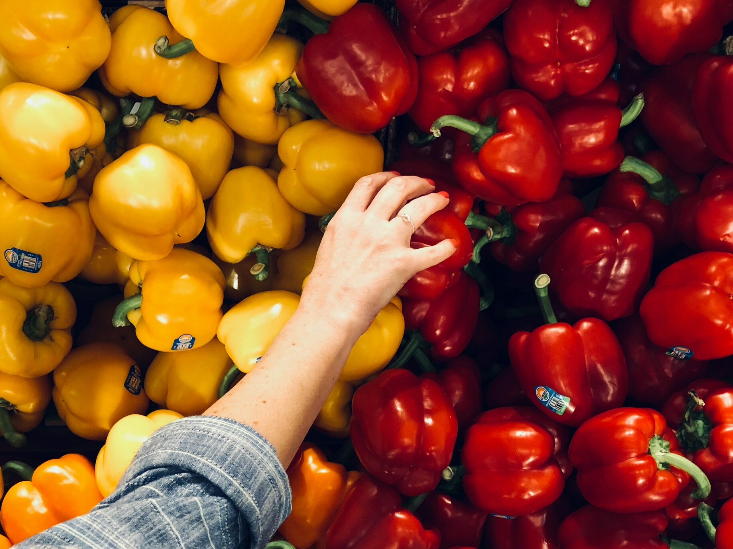 person holding bell pepper