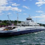 Exterior of bastø electric - the world's largest electric ferry connecting Horten and Moss.