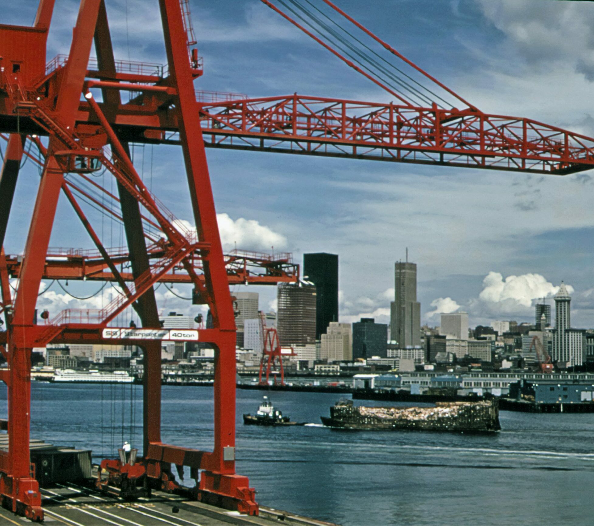 Jun. 1973: Port of Seattle freight handling equipment (Doug Wilson / Documerica)